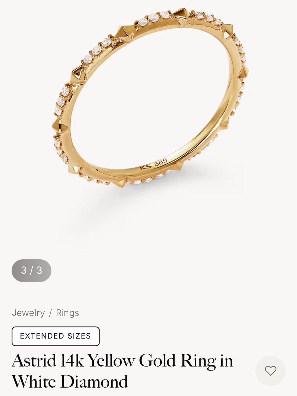 NWT Kendra Scott Astrid 14k Yellow Gold Ring in White Diamond - Size 8